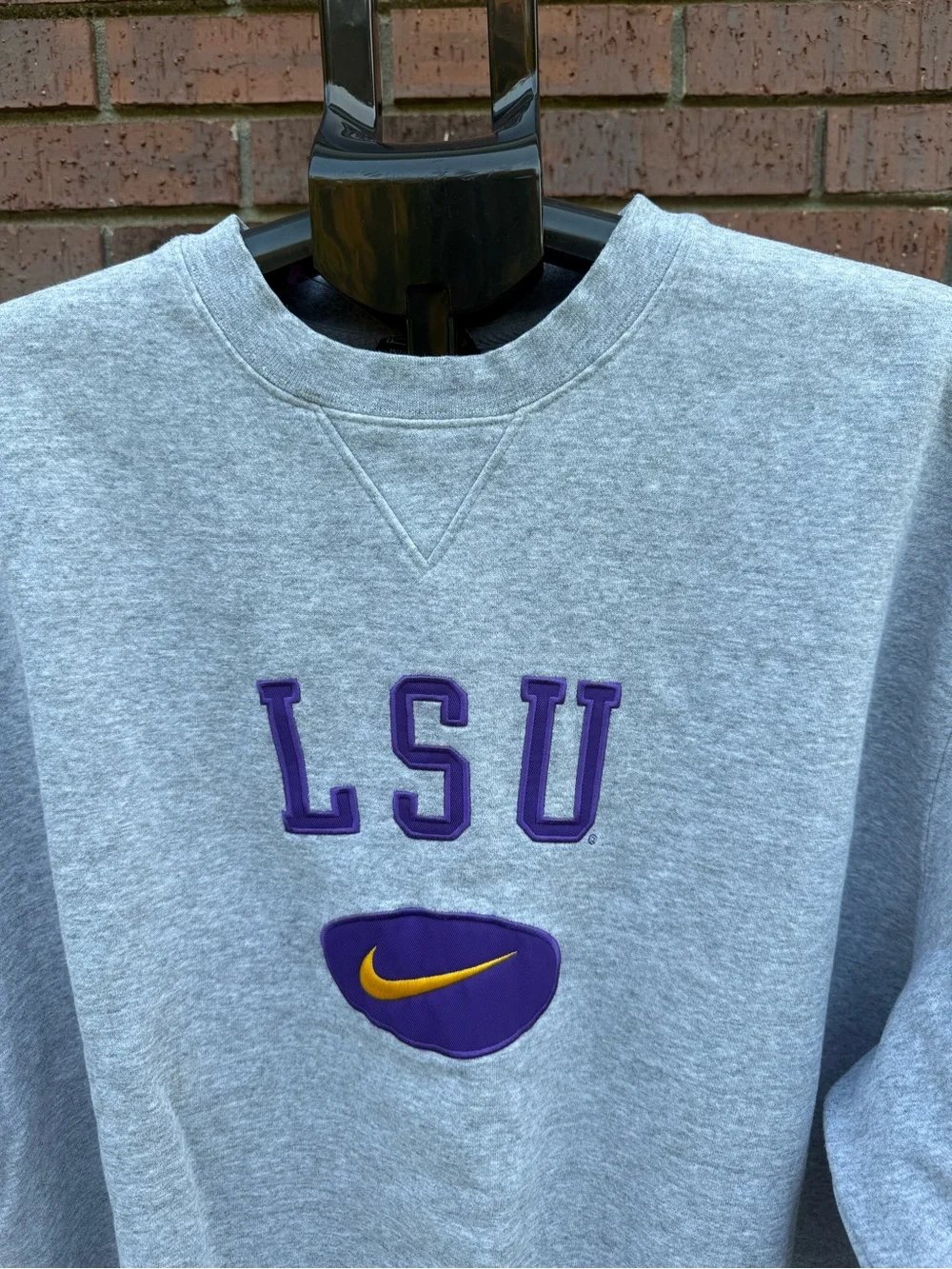 Vintage 2003 Nike LSU Crewneck Sweatshirt Large Grey Center Swoosh Y2K Tigers